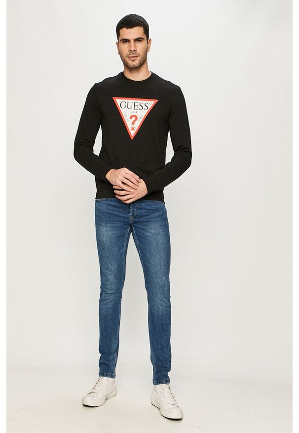 Guess - Bluza. Okazja: na co dzień. Kolor: czarny. Wzór: nadruk. Styl: casual