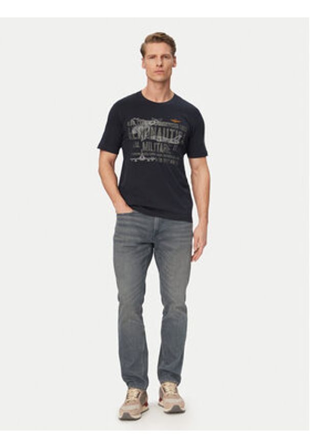 Aeronautica Militare T-Shirt 261TS2535UJ00641 Granatowy Regular Fit. Kolor: niebieski. Materiał: bawełna