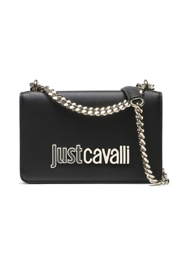 Just Cavalli - JUST CAVALLI Czarna torebka Range Metal Lettering. Kolor: czarny