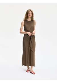 Reserved - Sukienka maxi z wiskozą - ciemnozielony. Kolor: zielony. Materiał: wiskoza. Długość: maxi #1