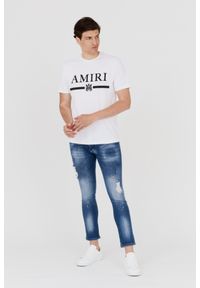 Amiri - AMIRI T-shirt męski biały z podkreślonym logo, Rozmiar XL. Kolor: biały