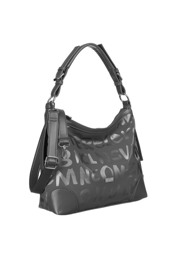 Shopperka szara Peterson [DH] Torba PU PTN CP204451 Grey. Kolor: szary. Wzór: napisy, aplikacja. Materiał: skórzane. Styl: elegancki