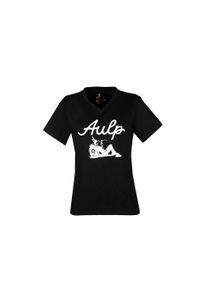 Aulp - T-shirt damski dopasowany okrągły dekolt BANNE z ekologicznych materiałów. Kolor: czarny. Materiał: materiał