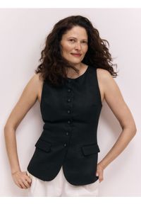 Reserved - Lniana kamizelka - czarny. Kolor: czarny. Materiał: len #1