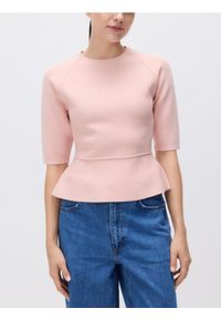 Reserved - Dzianinowy sweter - pastelowy róż. Kolor: różowy. Materiał: dzianina