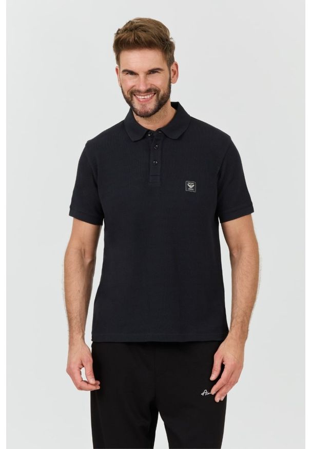 Emporio Armani - EMPORIO ARMANI Czarne męskie polo, Rozmiar XXL. Typ kołnierza: polo. Kolor: czarny