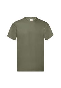 FRUIT OF THE LOOM - Oryginalna Bawełniana Koszulka Unisex Dla Dorosłych. Kolor: zielony. Materiał: bawełna. Sport: turystyka piesza