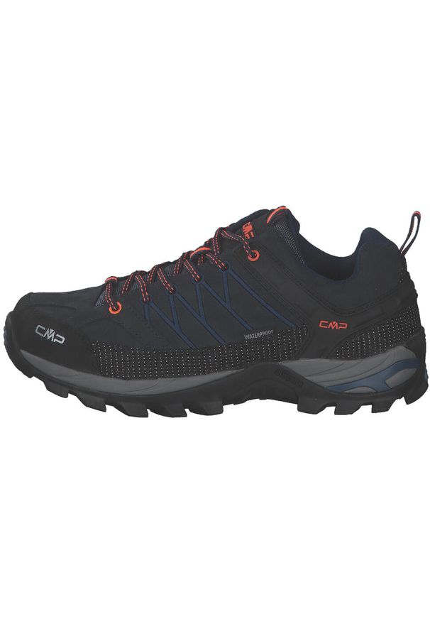Buty trekkingowe męskie CMP Rigel Low. Zapięcie: sznurówki. Kolor: niebieski, pomarańczowy, wielokolorowy. Materiał: guma, syntetyk, materiał, skóra. Szerokość cholewki: normalna. Sport: turystyka piesza