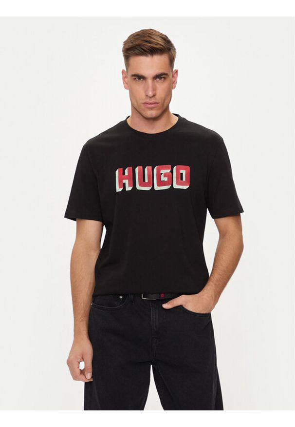 Hugo T-Shirt Daqerio 50516624 Czarny Regular Fit. Kolor: czarny. Materiał: bawełna