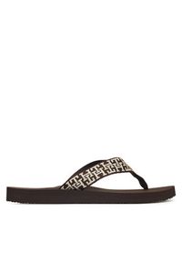 TOMMY HILFIGER - Tommy Hilfiger Japonki Corportate Sandal FW0FW09610 Brązowy. Kolor: brązowy. Materiał: materiał #4
