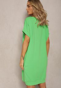 Renee - Zielona T-shirtowa Sukienka Pudełkowa z Elastycznej Bawełny Ellensa. Kolor: zielony. Materiał: bawełna. Styl: wakacyjny. Długość: mini #2