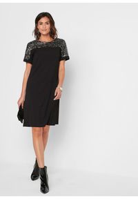 bonprix - Sukienka z wstawką z cekinami. Kolor: czarny #2