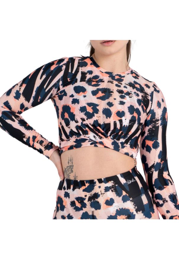 SLAVIWEAR - Bluzka fitness z długim rękawem damska Slavi Leopard. Kolor: czarny. Długość rękawa: długi rękaw. Długość: długie. Sport: fitness