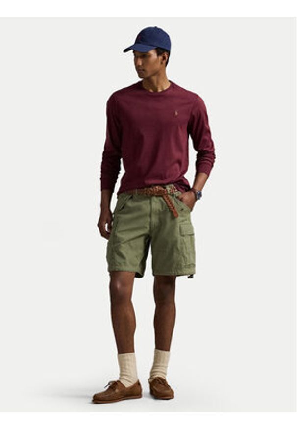 Polo Ralph Lauren Longsleeve 710760121037 Bordowy Slim Fit. Typ kołnierza: polo. Kolor: czerwony. Materiał: bawełna. Długość rękawa: długi rękaw