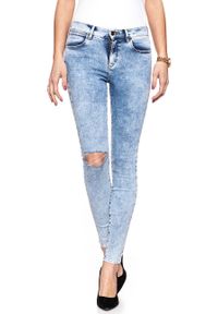 Wrangler - WRANGLER HIGH RISE SKINNY WROCK BLUE W27HSV24S. Stan: podwyższony. Wzór: aplikacja #8