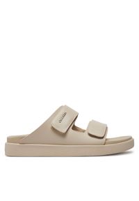 Calvin Klein Klapki Flat Adj Slide Calvin Mtl Lth HW0HW01954 Écru