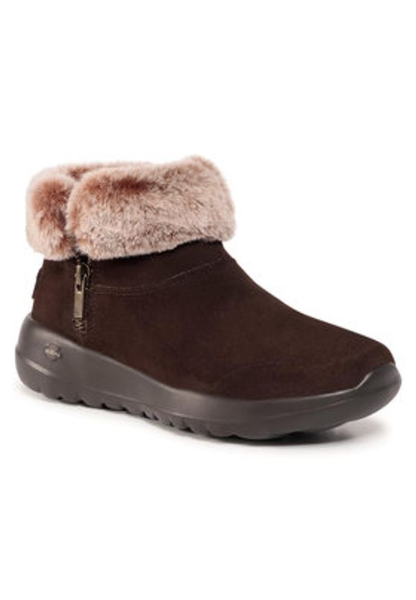 skechers - Skechers Botki On The Go Joy 144003/CHOC Brązowy. Kolor: brązowy. Materiał: zamsz, skóra