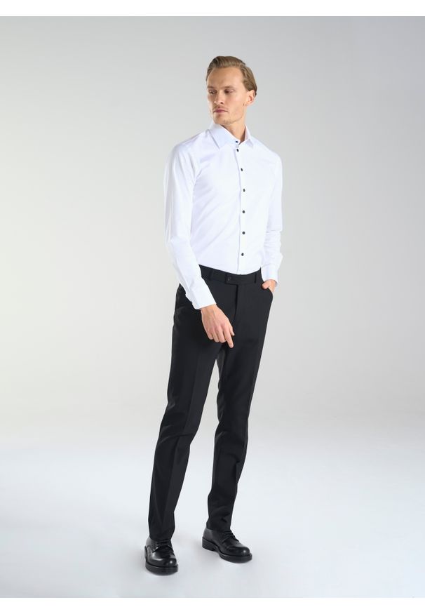 PAKO LORENTE – Biała koszula męska z bawełny P24SP-1X-036-B-S - Pako Lorente. Okazja: na ślub cywilny, na wesele. Kolor: biały. Materiał: bawełna. Styl: elegancki