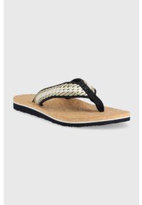 TOMMY HILFIGER - Tommy Hilfiger japonki TH CORK SANDAL damskie kolor granatowy na płaskim obcasie FW0FW07145. Kolor: niebieski. Materiał: materiał. Obcas: na obcasie. Wysokość obcasa: niski #2