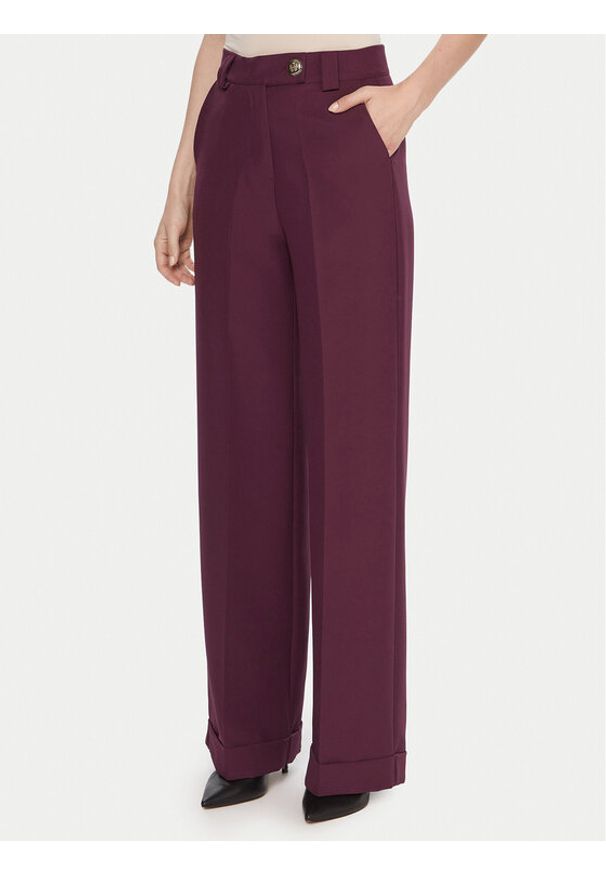 Maryley Spodnie materiałowe 25IB563/43BU Bordowy Regular Fit. Kolor: czerwony. Materiał: syntetyk