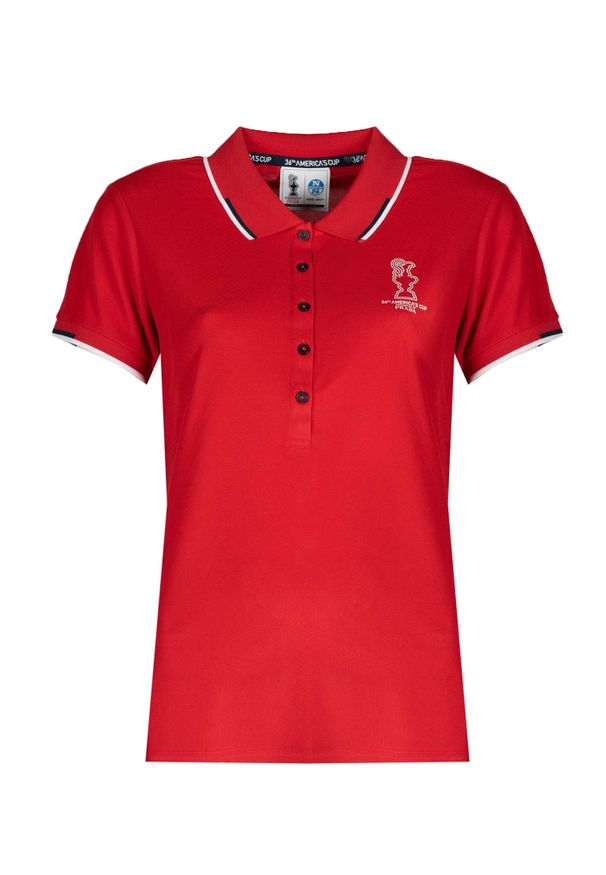 North Sails X Prada Koszulka Polo "Auroa" | 45 2502 000 | Auroa Polo S/S | Kobieta | Czerwony. Okazja: na co dzień. Typ kołnierza: polo. Kolor: czerwony. Materiał: poliester. Wzór: aplikacja, nadruk. Styl: klasyczny, casual