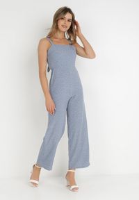 Born2be - Jasnoniebieski Kombinezon Aereira. Okazja: na co dzień, na imprezę. Kolor: niebieski. Długość rękawa: na ramiączkach. Długość: długie. Wzór: aplikacja, kropki. Sezon: lato. Styl: casual #2