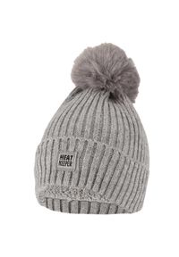HEAT KEEPER - Czapka termiczna + pompon, damska Onesize - 4 sztuki. Kolor: szary. Materiał: poliester, elastan. Sezon: zima. Styl: sportowy #1