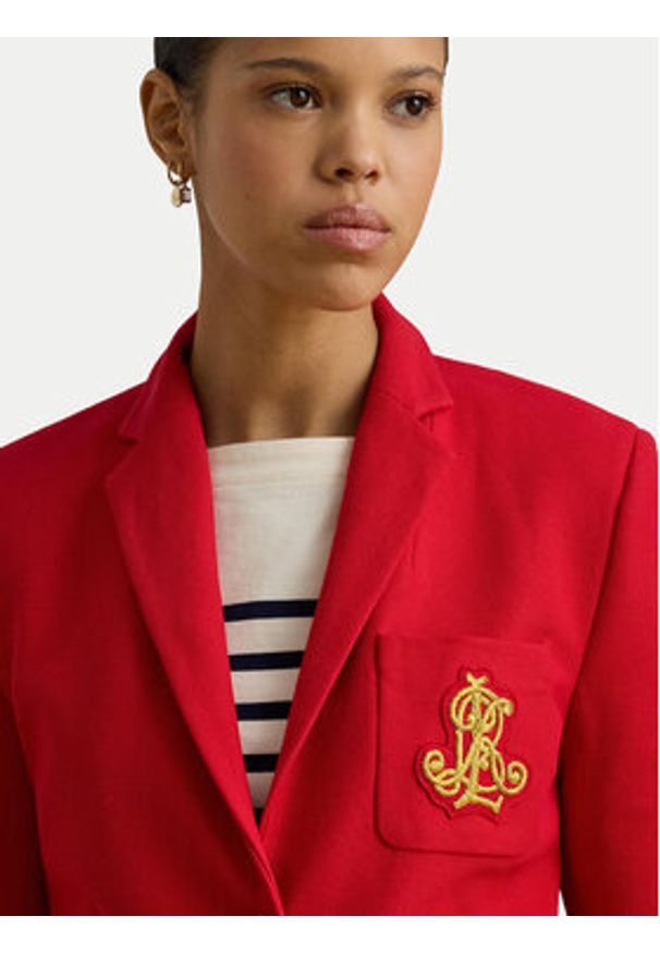 Lauren Ralph Lauren - LAUREN RALPH LAUREN Marynarka 200797305030 Czerwony Slim Fit. Kolor: czerwony. Materiał: bawełna