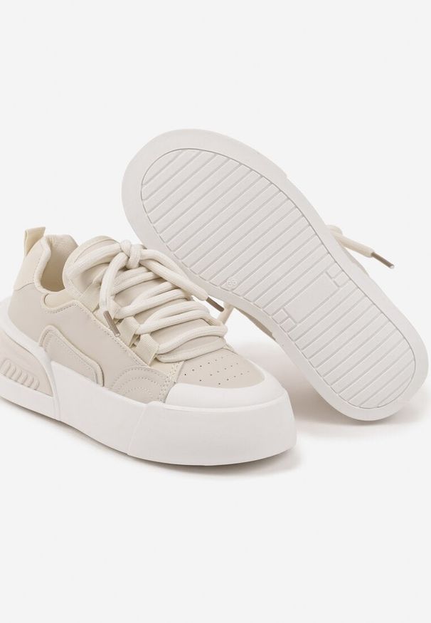 Born2be - Beżowe Sneakersy w Stylu Trampek na Grubej Podeszwie Danimira. Okazja: na co dzień. Kolor: beżowy. Obcas: na platformie