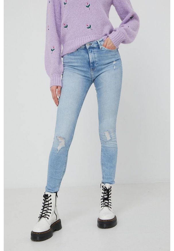 only - Only jeansy Paola damskie high waist. Stan: podwyższony. Kolor: niebieski