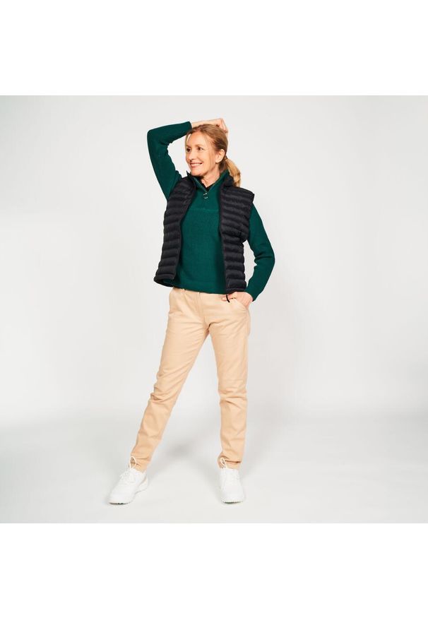 INESIS - Kamizelka do golfa damska Inesis MW500. Typ kołnierza: golf. Kolor: czarny. Materiał: poliester, poliamid, materiał. Długość rękawa: bez rękawów. Sport: golf