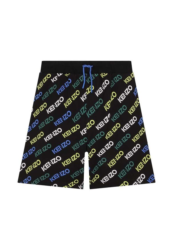 Kenzo kids - Kenzo Kids szorty dziecięce kolor czarny regulowana talia. Okazja: na co dzień. Kolor: czarny. Styl: casual