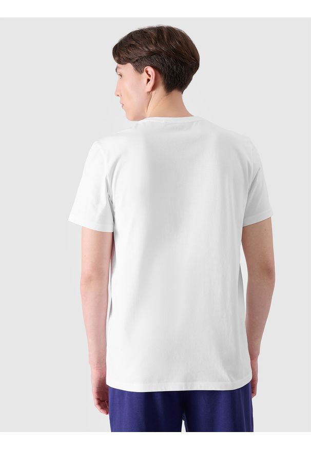 4f - 4F T-shirt regular z nadrukiem męski - biały XXL. Okazja: na co dzień. Kolor: biały. Materiał: dzianina, jersey, bawełna. Długość rękawa: krótki rękaw. Długość: krótkie. Wzór: nadruk. Styl: sportowy, klasyczny, casual