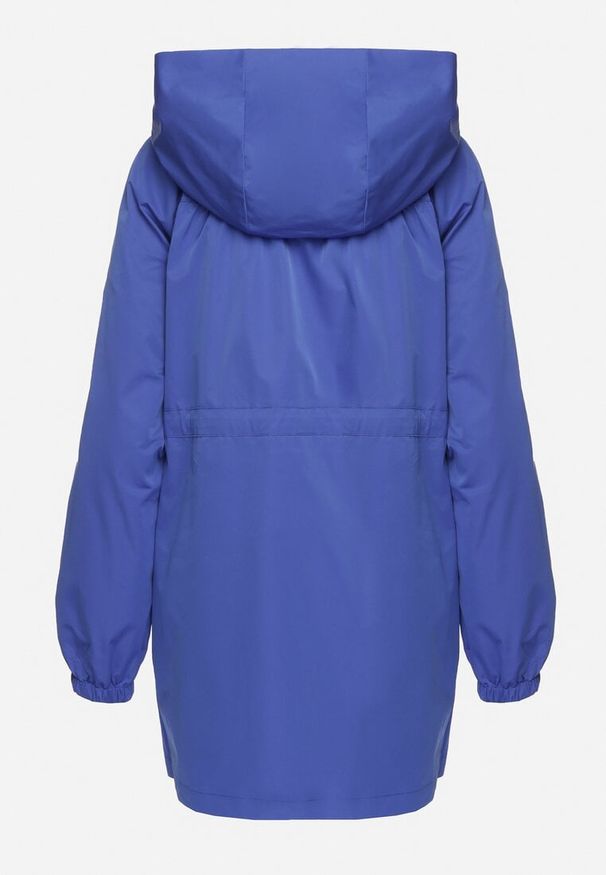 Born2be - Niebieska Kurtka Parka Ściągana w Pasie Troczkami Nevishia. Kolor: niebieski. Materiał: jeans. Styl: elegancki