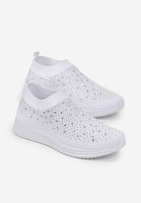 Born2be - Białe Sneakersy. Nosek buta: okrągły. Zapięcie: bez zapięcia. Kolor: biały. Materiał: materiał. Szerokość cholewki: normalna. Wzór: aplikacja #3