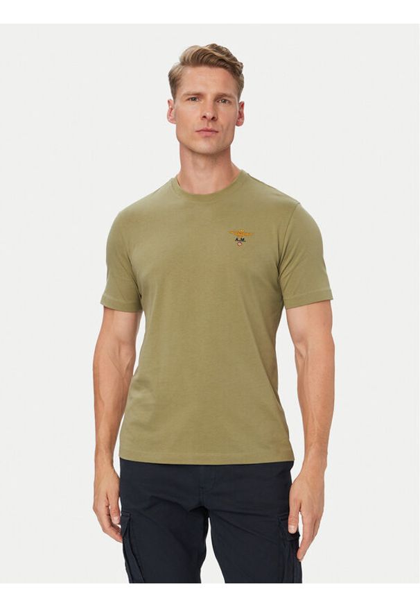 Aeronautica Militare T-Shirt 262TS1580UJ00372 Zielony Regular Fit. Kolor: zielony. Materiał: bawełna