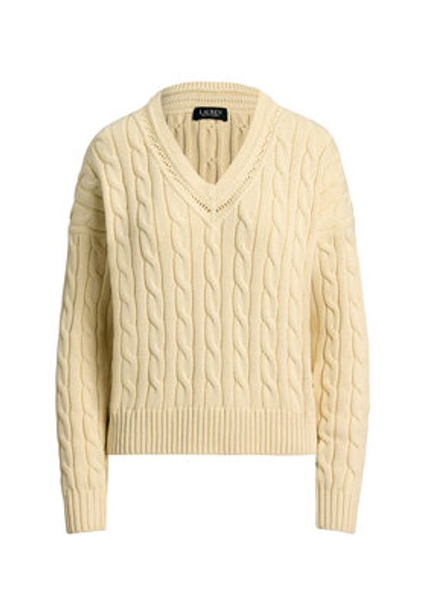 Lauren Ralph Lauren - LAUREN RALPH LAUREN Sweter 200971374002 Beżowy Relaxed Fit. Kolor: beżowy. Materiał: bawełna