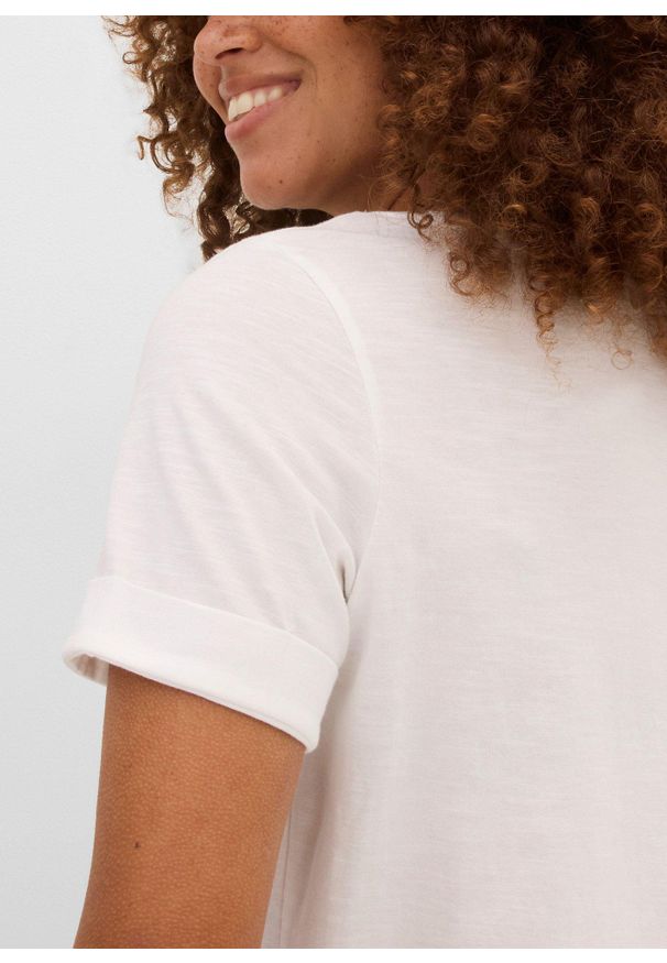 bonprix - T-shirt z czystej bawełny organicznej. Kolor: biały. Materiał: bawełna