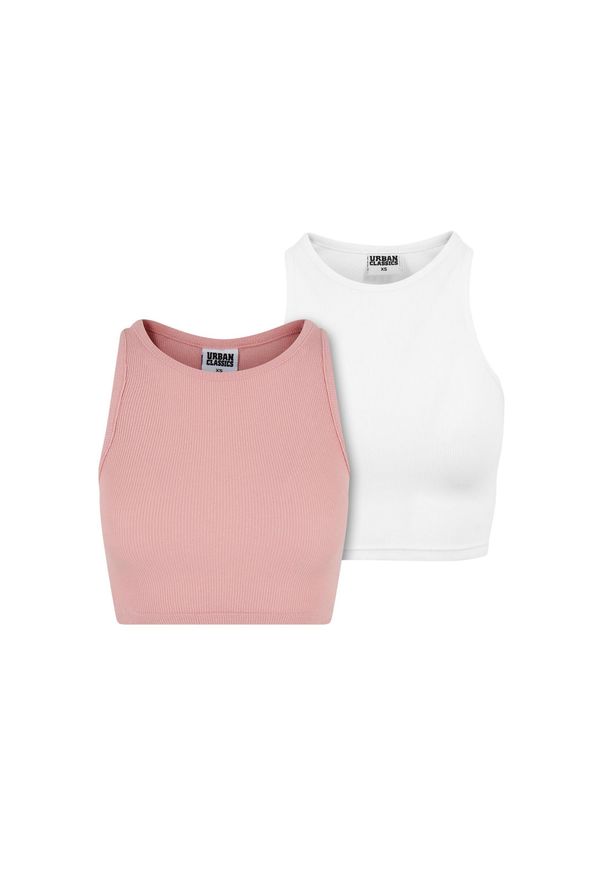 Urban Classics - Top W Prążki Dla Kobiet (zestaw 2 Sztuk). Kolor: brązowy, różowy, wielokolorowy. Wzór: prążki. Sport: turystyka piesza