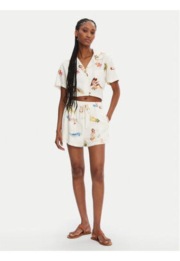 Seafolly Szorty materiałowe Isla Palm 55401-SH Écru Regular Fit. Materiał: len, wiskoza