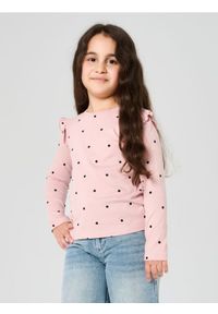 Sinsay - Bawełniana koszulka w kropki - różowy. Kolor: różowy. Materiał: bawełna. Wzór: kropki #1