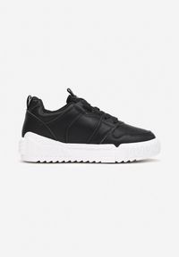 Born2be - Czarne Sneakersy Delephone. Wysokość cholewki: przed kostkę. Kolor: czarny. Szerokość cholewki: normalna. Wzór: aplikacja, geometria #6