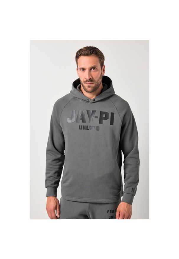 JAY-PI - Męska Bluza z kapturem belly fit fitness dzianina dresowa kaptur. Typ kołnierza: kaptur. Kolekcja: plus size. Kolor: szary. Materiał: bawełna, poliester, materiał. Sport: fitness