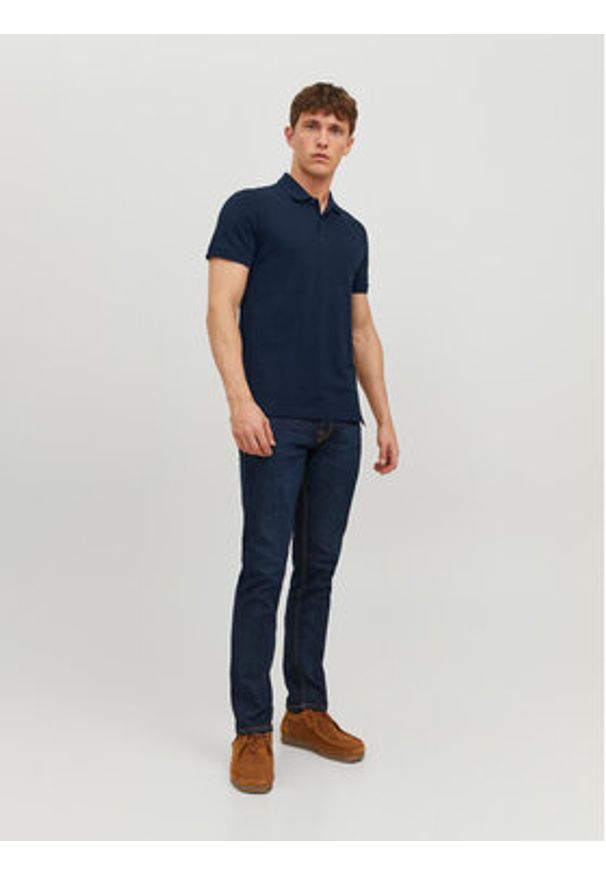 Jack & Jones Polo Basic 12136516 Granatowy Slim Fit. Typ kołnierza: polo. Kolor: niebieski. Materiał: bawełna