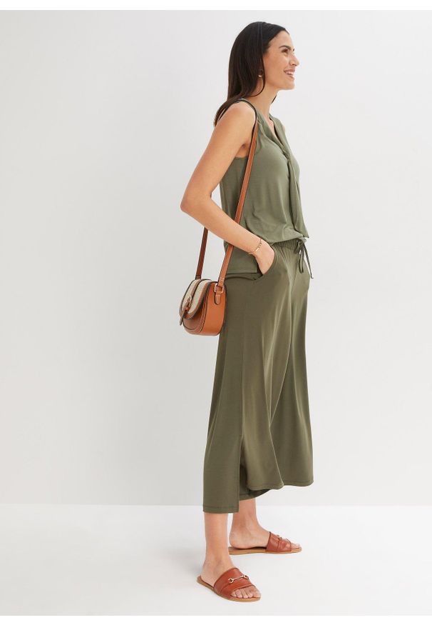 bonprix - Top z krawatką. Kolor: zielony. Styl: elegancki