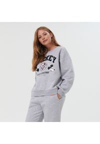 Sinsay - Bluza z nadrukiem Myszka Miki - Jasny szary. Kolor: szary. Wzór: nadruk #1