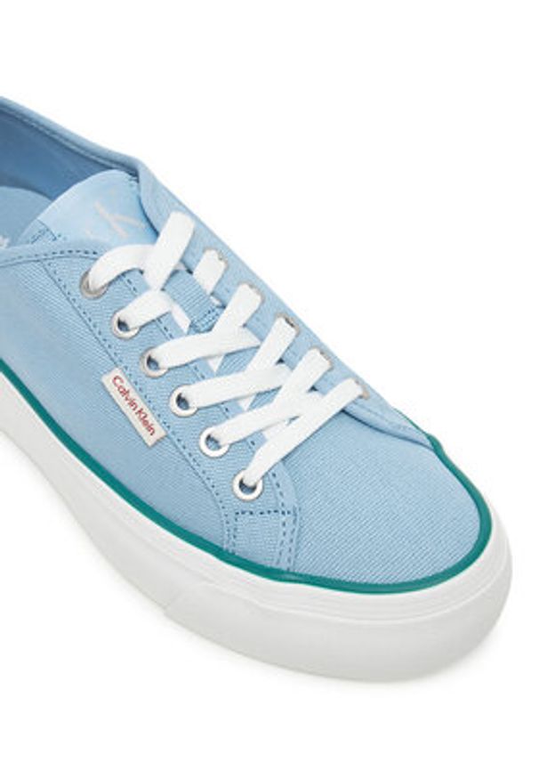 Calvin Klein Jeans Tenisówki Vulc Flatform Ctn Logo Tag YW0YW01838 Błękitny. Kolor: niebieski. Materiał: materiał