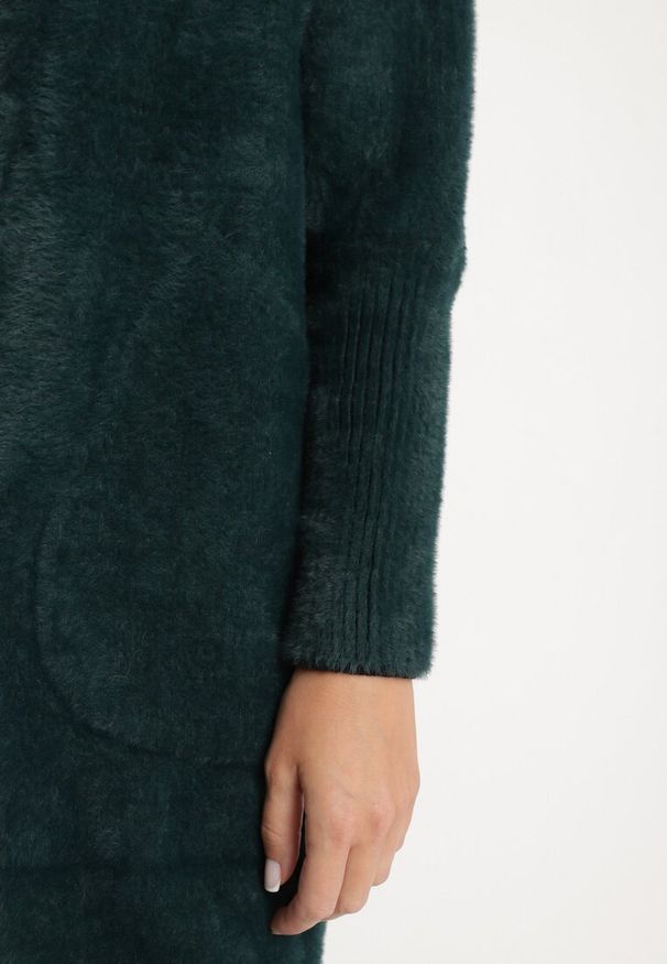 Born2be - Ciemnozielony Płaszcz z Bawełną Oversize Klepheia. Okazja: na co dzień. Kolor: zielony. Materiał: bawełna. Wzór: jednolity. Styl: casual