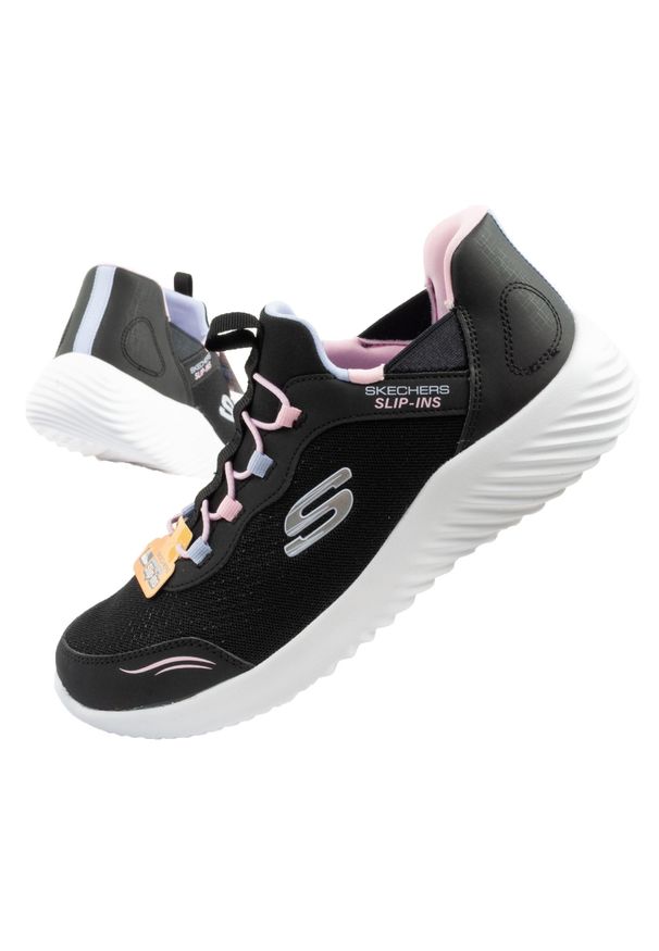 skechers - Buty młodzieżowe dziecięce sportowe Skechers Bounder Slip-ins. Okazja: na spacer, na uczelnię, na co dzień. Kolor: czarny, wielokolorowy. Model: Skechers Sport. Sport: turystyka piesza