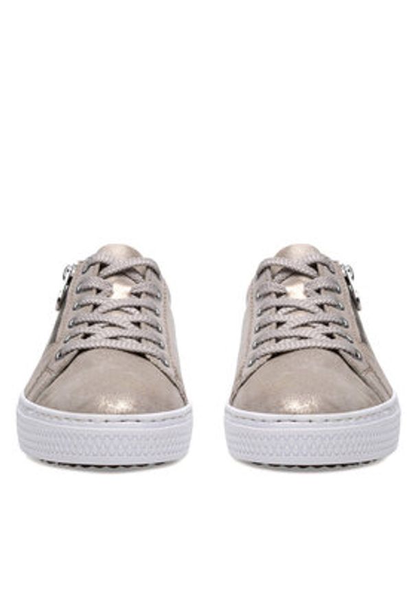 Rieker Sneakersy L59L8-62 Złoty. Kolor: złoty. Materiał: zamsz, skóra